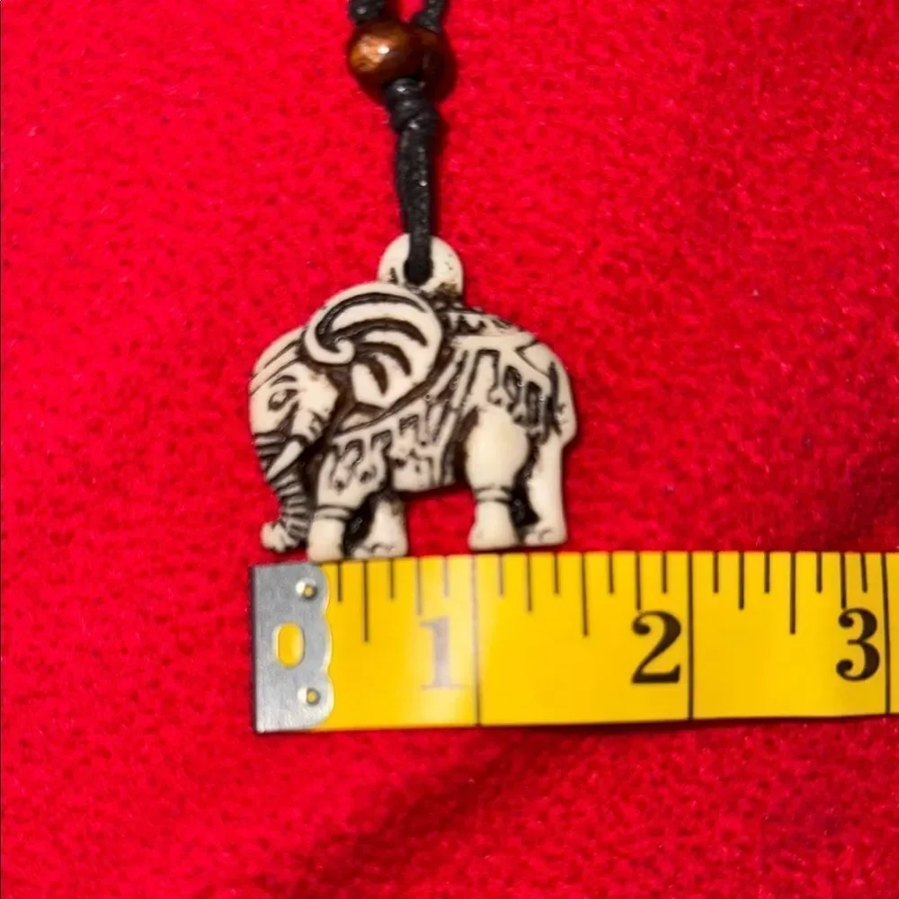Elephant Pendant Necklace with Black Cord